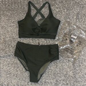 Olive Green Women's Swim Set